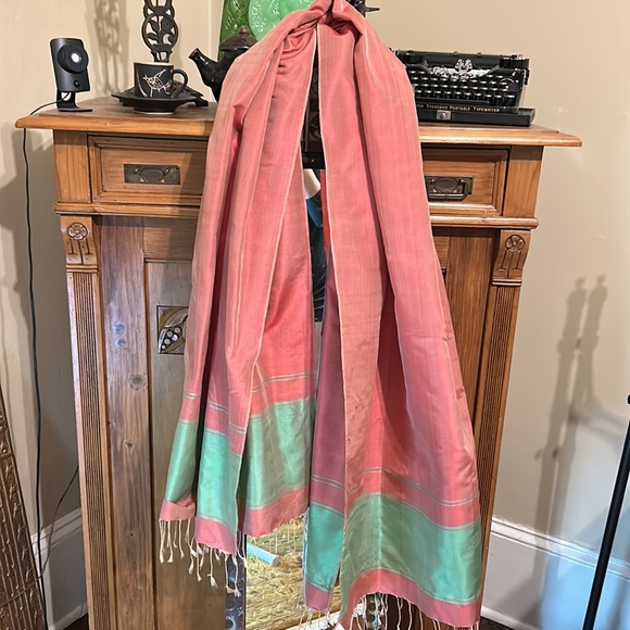 Handwoven Silk Scarf from Cambodia - Christmas Colors! - Picture 5 of 5